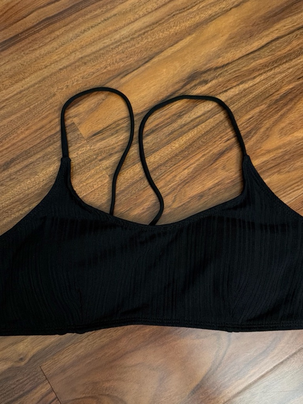 SHEIN Black Ribbed Bikini Top